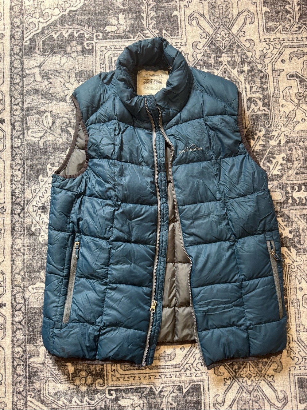 Mens Eddie Bauer Teal Blue Down Vest (Fits Womens Large)
